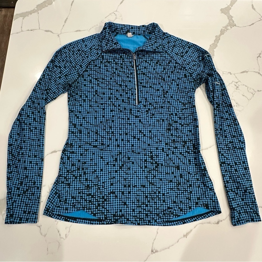 Under Armour Women’s 1/4 Zip Semi-Fitted Running Pullover Black Blue Print - S/M